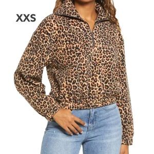 New! BP Leopard Print Quarter Zip Light Weight Fleece Pullover Jacket, XXS